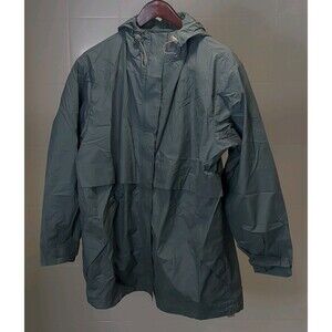 Lands' End Women’s Green Hooded Full Zip Rain Coat Jacket Size L Regular